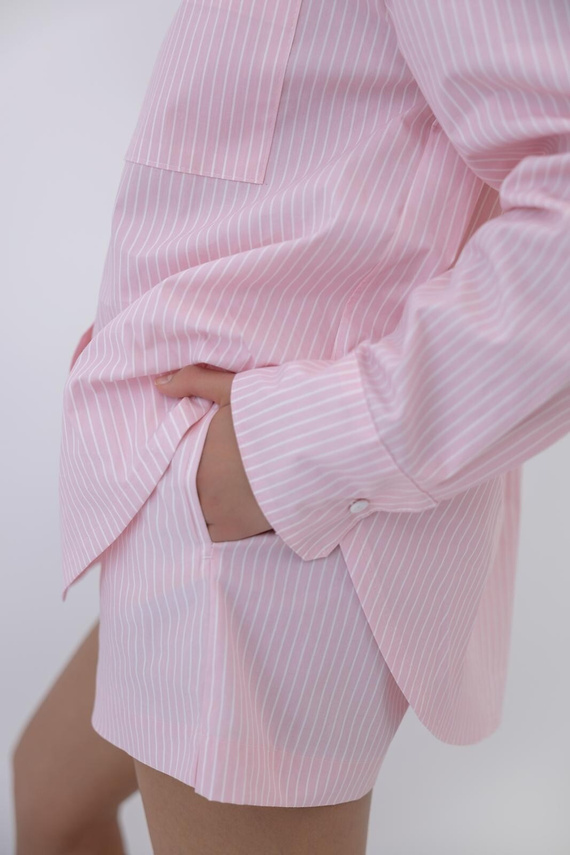 Pigiama donna Sensis Bellina rosa in cotone con bottoni e tasche