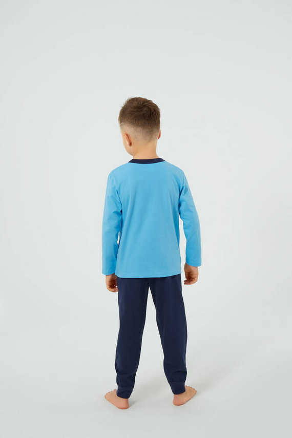 Pigiama Junak per ragazzo a maniche lunghe e pantaloni Moda Italiana - blu/verde