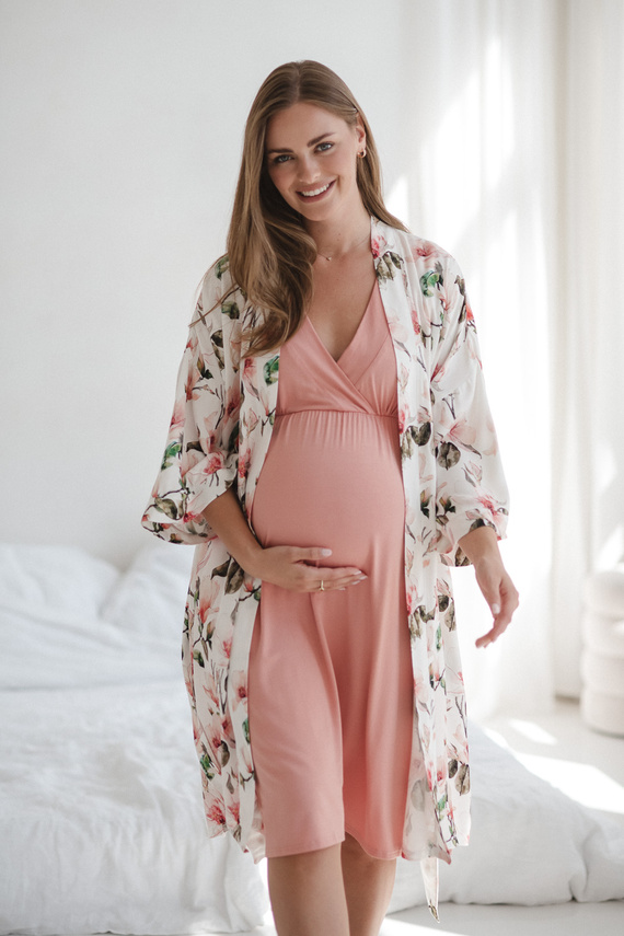 Star Light Camicia da notte in gravidanza e allattamento rosa erbacea Milk&Love- viscosa di bambù | Comfort e femminilità