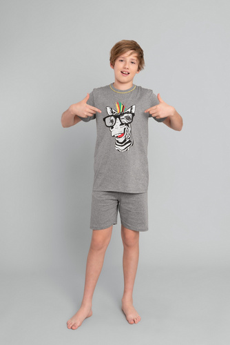 Pigiama Crazy Boys a maniche corte, pantaloni Italian Fashion- melange medio