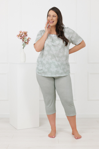 Pigiama donna Eleni Italian Fashion 100% cotone, manica corta, 3/4