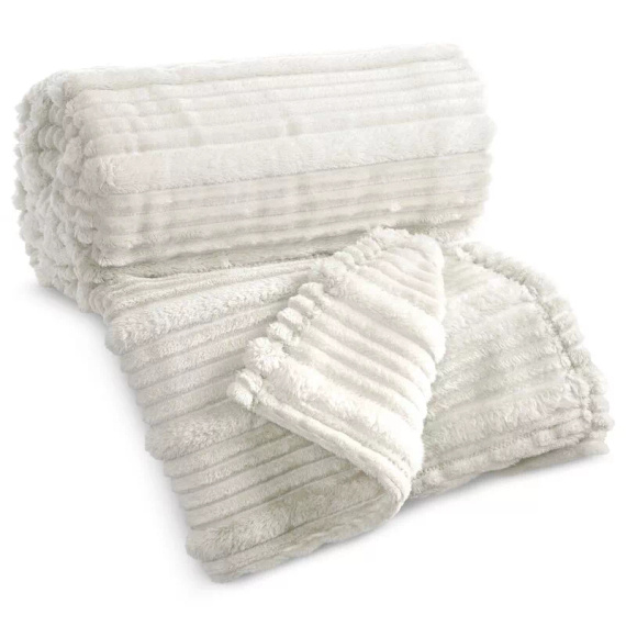 Coperta copriletto Nina 220x200 flanella 3D morbida Eurofirany 300 GSM bianco