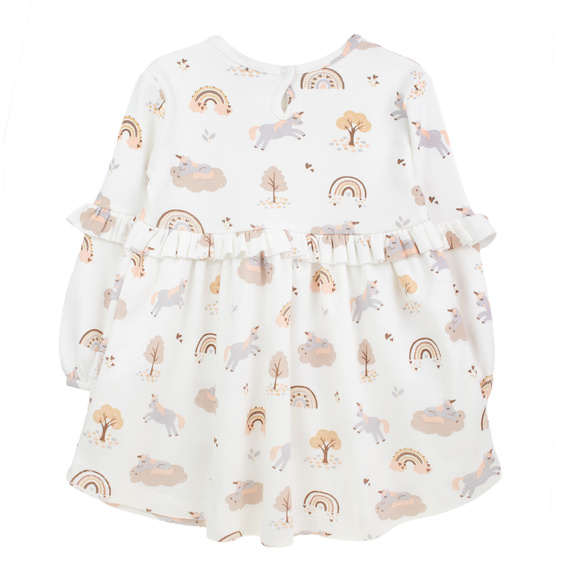 141970 Abito Nicol a maniche lunghe - cotone crema con unicorni