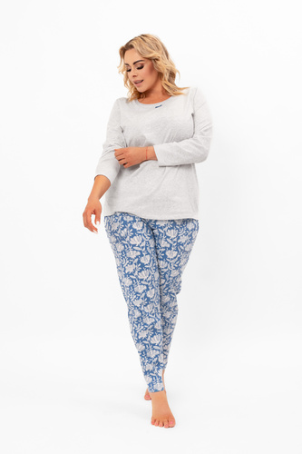 Pigiama da donna Boma - manica lunga, pantaloni lunghi, cotone Italian Fashion - melange/stampa