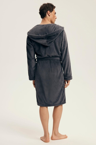 Accappatoio Henderson da uomo 43447 Vocal grey - cappuccio, maglia calda, comfort ed eleganza