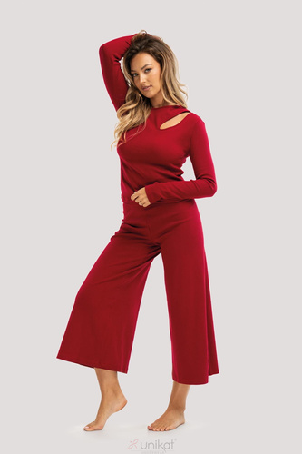 Pigiama Zen marrone - elegante pigiama in cotone con maniche lunghe, pantaloni 7/8