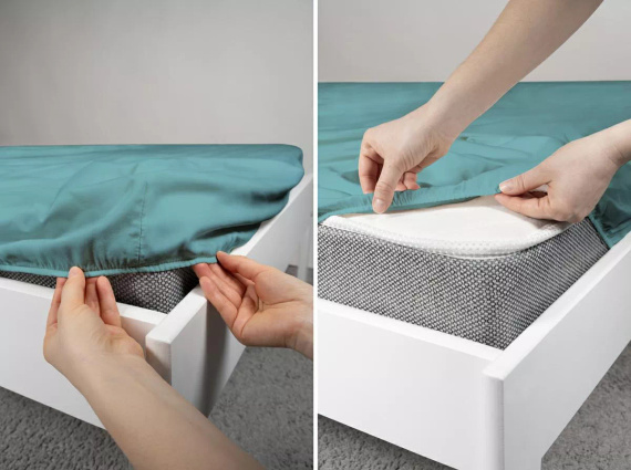 Lenzuolo con angoli in microsatin Poly Detexpol liscio e pratico turquoise