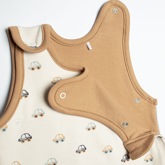 Sacco nanna per neonati Nicol 222043 in cotone con automobili crema