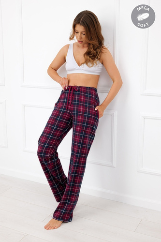 Italian Fashion Alana Pantaloni lunghi da donna in cotone Mega Soft a quadri