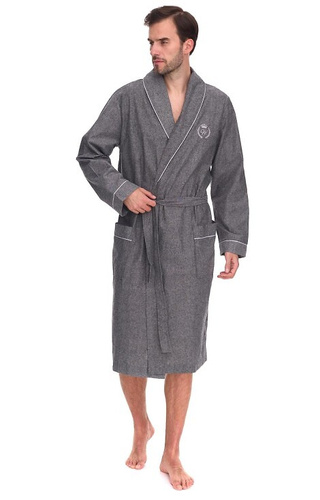 2532 Zeus Accappatoio da uomo L&L grigio - lungo, cotone, melange, classico