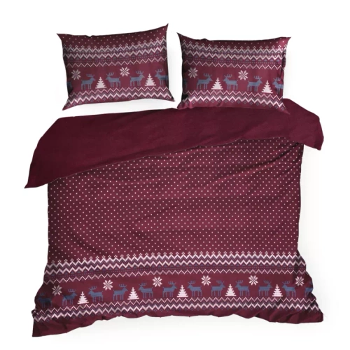 Matt Biancheria da letto natalizia in microfibra Eurofirany maroon - decorata con una stampa in stile scandinavo