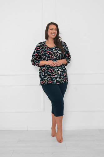 Pigiama donna in cotone Lucja manica 3/4 e pantalone Italian Fashion