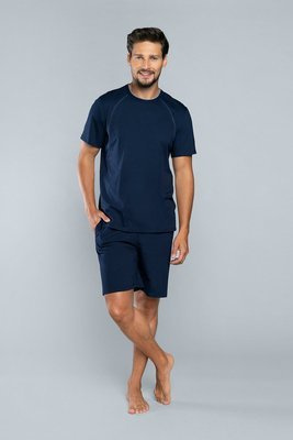 Niko Pigiama uomo a maniche corte, pantaloncini Moda italiana - blu navy