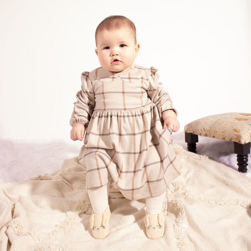 221160 Body vestito Kiku Nicol in cotone a quadri per bambina