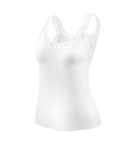 Canotta donna Sesto Senso 6109 pizzo senza cuciture elastica white