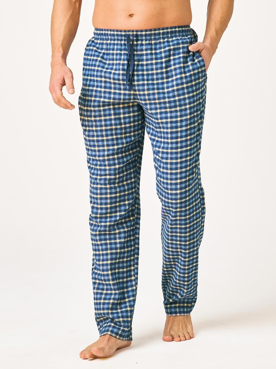 Pantaloni pigiama uomo Key MHT 404 jeans in flanella 100% cotone