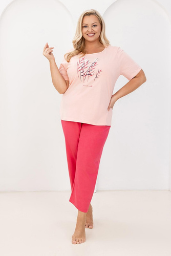 Pigiama Regina 740, cotone, stampato, pantalone 7/8, comfort per ogni nottambulo