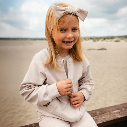 Felpa bomber per bambini Simply Comfy Eevi beige - cotone, leggera, senza cappuccio