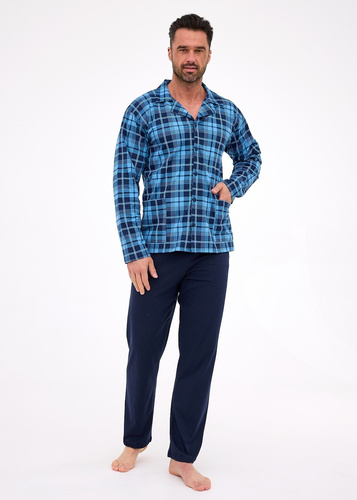 114/82 Pigiama da uomo Cornette | Davanti aperto, 100% cotone, collo e tasche