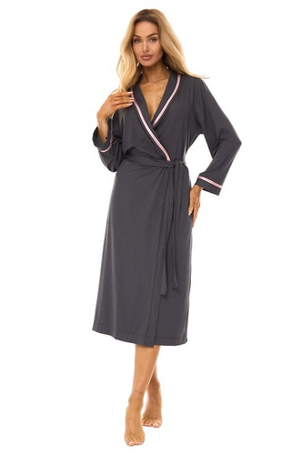 2506 Vestaglia lunga da donna in viscosa L&L graphite - leggera e traspirante