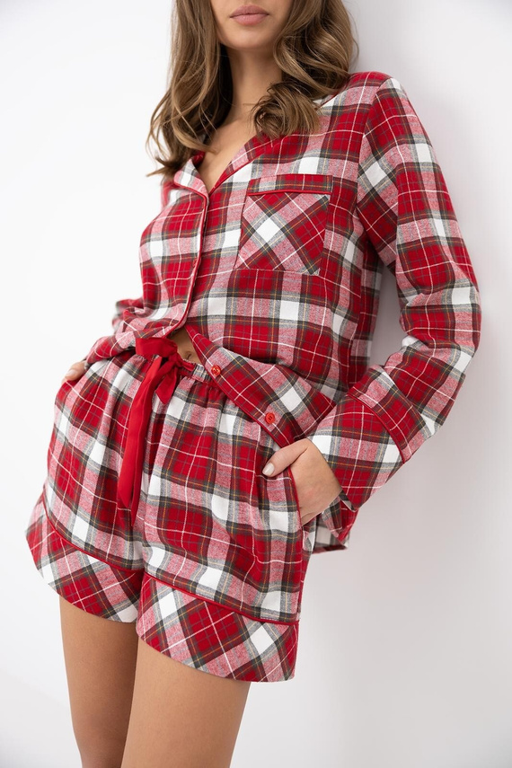 Pigiama Alivia Sensis - pigiama da donna in cotone con camicia a quadri e pantaloni lunghi