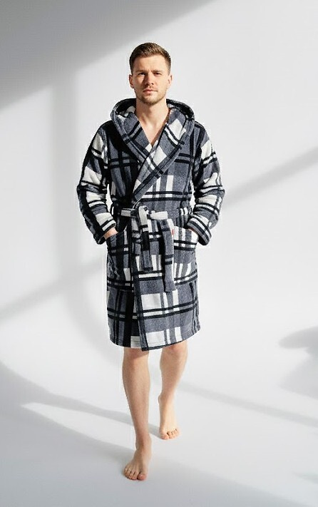 034 Accappatoio da uomo con cappuccio Lafense - Caldo, morbido, comfort premium - Ideale per la casa e la spa