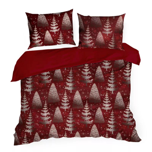 Biancheria da letto natalizia Rubin in microfibra Eurofirany rosso bianco albero di Natale - morbida, leggera e di facile manutenzione, con zip
