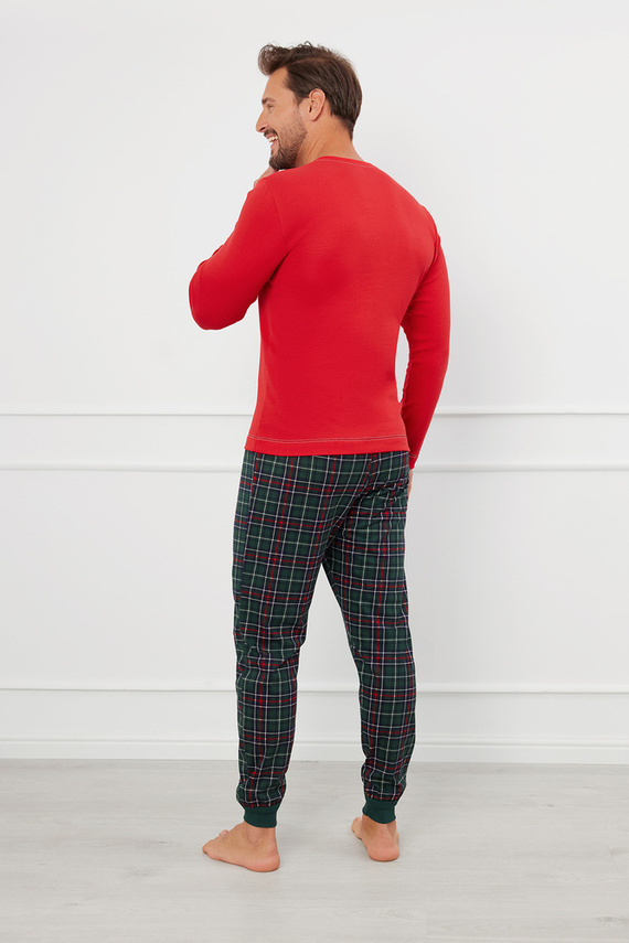 Fogo Pigiama uomo manica lunga, pantaloni lunghi Moda italiana - rosso/stampa