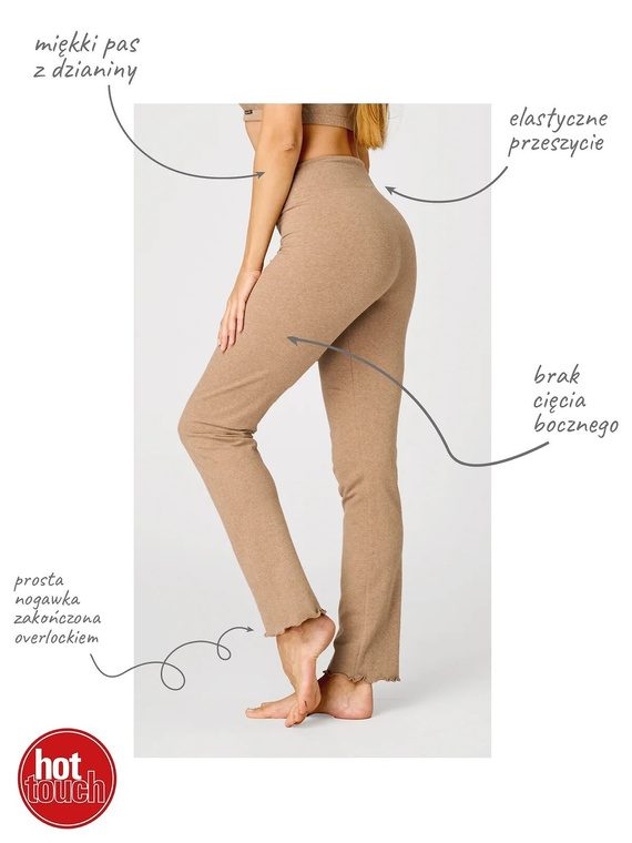 KEY Hot Touch LHE 729 5 beige pantaloni donna caldi 95% cotone gamba dritta