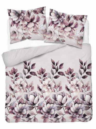 5498 B Biancheria da letto in cotone rosa chiaro con fiori fumé Naturalis- Detexpol