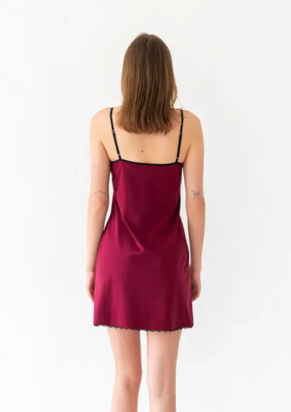 Sottoveste Dkaren Viki 2 in cotone con pizzo bordeaux