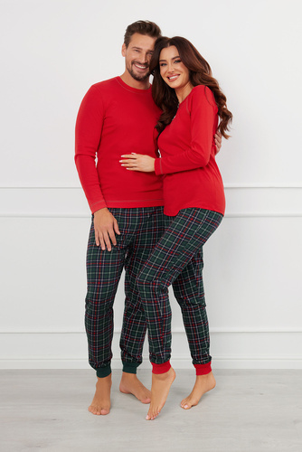 Foggia Pigiama donna manica lunga, pantalone lungo Moda italiana - rosso/stampa