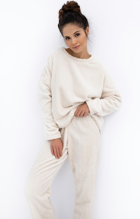 Pigiama da donna Bridget Homewear Sensis - maglia calda e morbida, ecrù