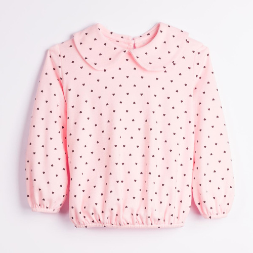 Blusa bambina Nicol Tosia 225138 cotone rosa con cuoricini a pallina