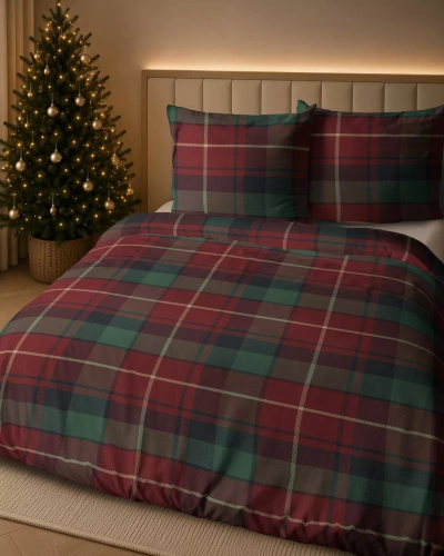 Biancheria da letto natalizia 6059 A Detexpol Scozzese natalizio rosso verde 100% cotone