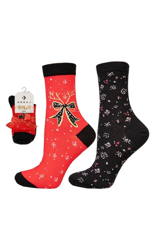 Calze da donna Moraj CSLS300-047/2 natalizie in cotone 2 paia