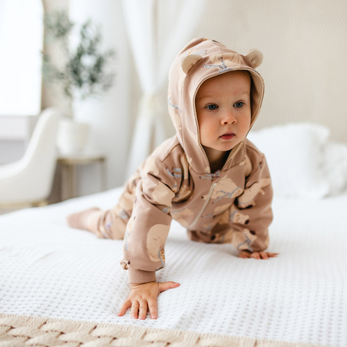 Tuta Beary Cool - beige, con cappuccio, senza piedi