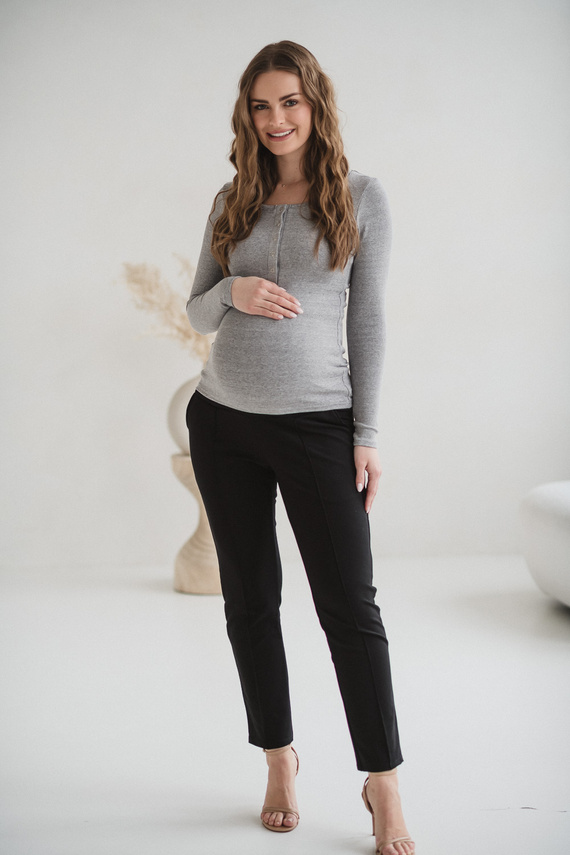 Tummy Milk&Love maglia premaman e allattamento in viscosa light gray melange