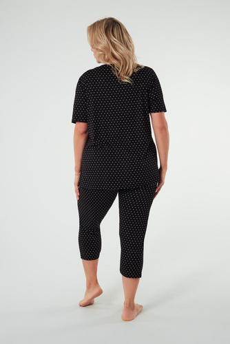Puntini Pigiama da donna a manica corta, pantaloni 3/4 Moda italiana - nero