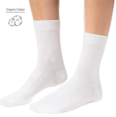 Steven art.211 calze donna in cotone organico senza cuciture lisce - 001 bianco