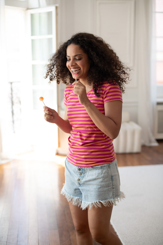 Blusa Premaman e Allattamento Milk Shirt Milk&Love a Righe Cotone