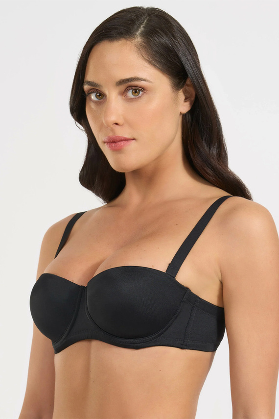 391 Reggiseno Bandeau Nero Selene Bardotka Imbottito con Spalline Staccabili