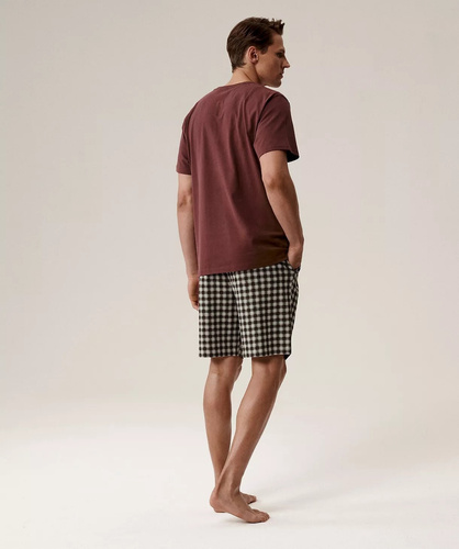 Pigiama da uomo NMP-397 - cotone grigio vino, manica corta, leggero e confortevole per l'estate