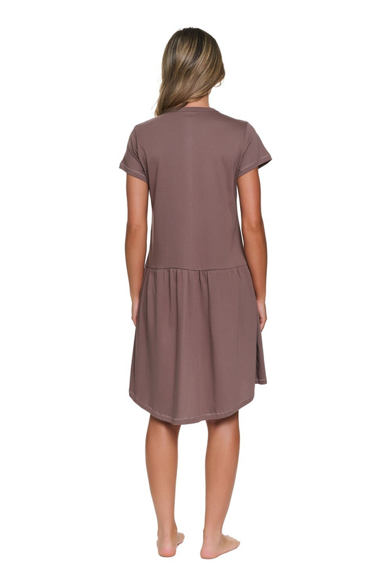 Camicia da notte Doctor Nap 9445 per parto e allattamento 100% cotone mocca