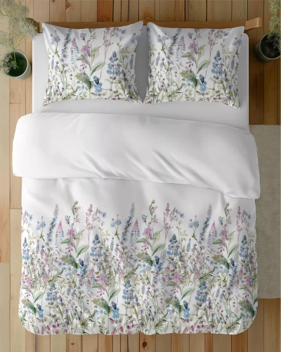 5485 B Detexpol Satin Stories biancheria da letto bianco-blu | 100% cotone, trama di raso, cerniera, confezione regalo