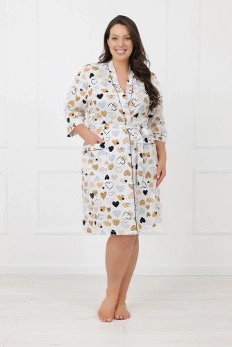 Vestaglia da donna Soreno Italian Fashion - cotone, manica 3/4, legata