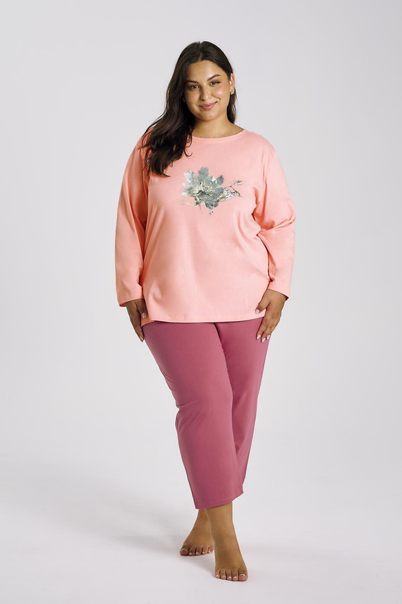 Pigiama donna Patricia 3471 TARO - cotone, manica 7/8, albicocca e confortevole