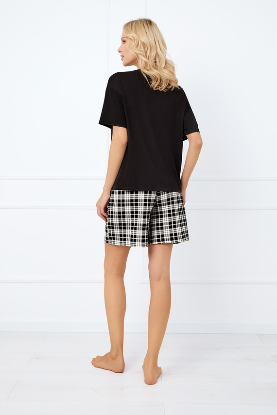 Klara Pigiama da donna a maniche corte, pantaloni corti Moda italiana - nero/stampa