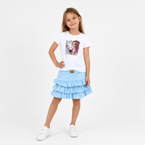 Nini KAR-0067 gonna bambina blu con volant in cotone
