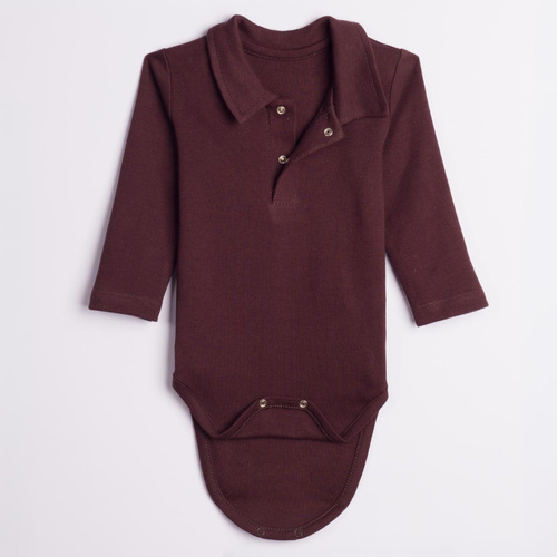 227099 Nicol BENEK Body polo 100% cotone marrone scuro manica lunga